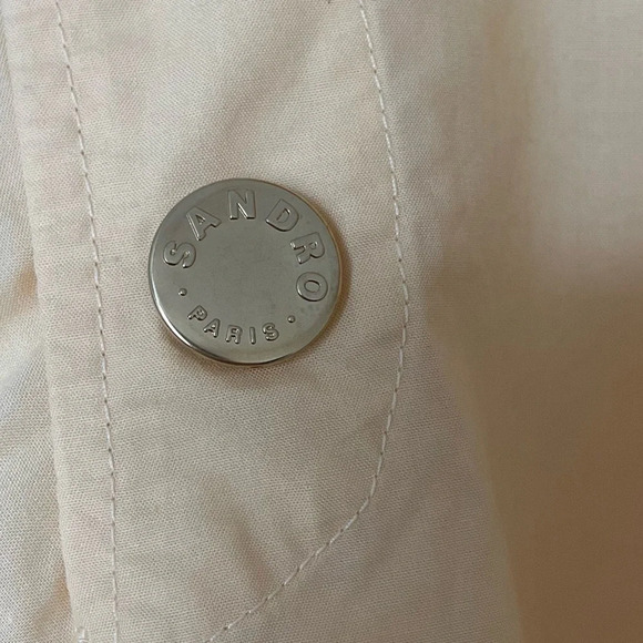 Sandro Women's Natural Snap-detailed Cotton-poplin yellow Shirt -size 4-6 US - Picture 10 of 12